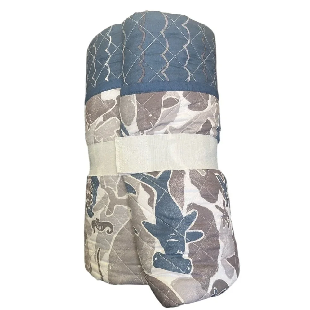 The Big One Kids Reversible Shark Quilt Set Full/Queen Blanket & 2 Sham Nautical